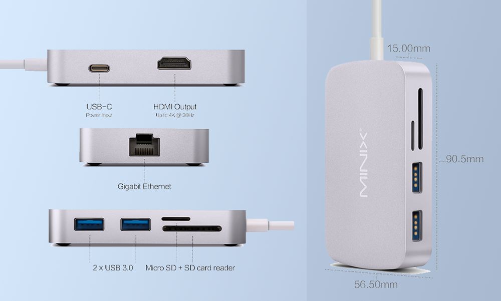 MINIX N512 Mini PC, Intel Core i5-12600H 8 jadier Max. 4.5GHz, 16GB RAM 1TB SSD, 2*HDMI + USB-C + Thunderbolt 4 Quad Screen Display, WiFi 6 Bluetooth 5.2, 4*USB3.2, 1*2.5G LAN, 1*1G LAN, 1*Audio Jack